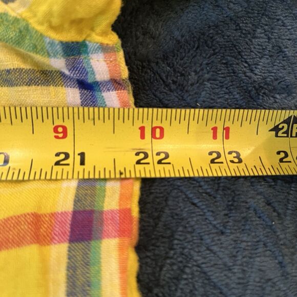 Lauren Ralph Lauren Womens Shirt Linen L Yellow Plaid Long Sleeve Button Up - Picture 6 of 7